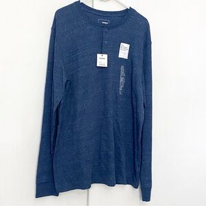 Sonoma NWT Men's Navy Long Sleeve Cozy Thermal Henley Knit Shirt L
